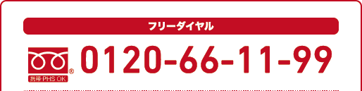 フリーダイヤル 携帯 PHS対応 0120-66-11-99
