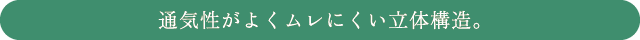 通気性がよくムレにくい立体構造。